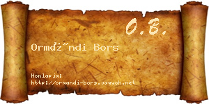 Ormándi Bors névjegykártya